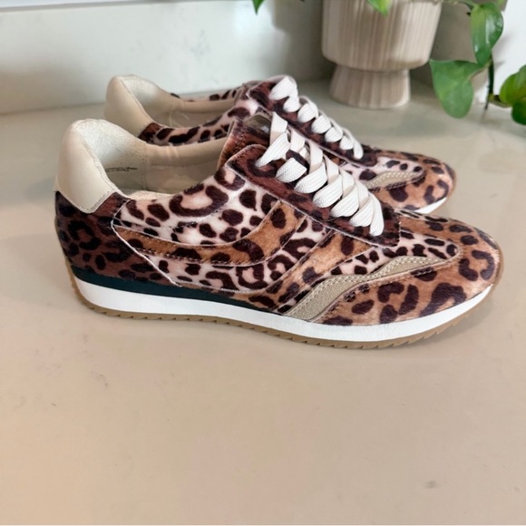 Dolce Vita Leopard Print Lace-Up Sneakers in Brown and Tan - Picture 2 of 5